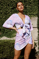 Rivera Tied Bust Cut-Out Dress Floral Pink