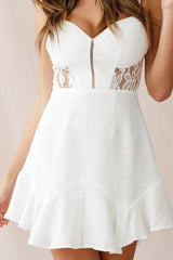 Linda Sweetheart Neckline Lace Insert Dress White