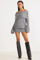 SNDYS Brooks Off Shoulder Jumper Grey