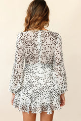 Kerry Layered Balloon Sleeve Dress Flower Print White