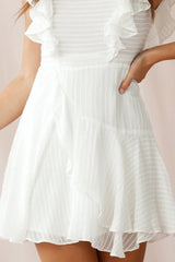Wilton Ruffle Shoulder A-Line Dress White