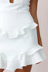 James Tiered Frill Mini Dress White