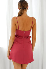 Love Language Boned Bodice Frill Waist Dress Rose