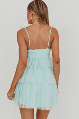 Sorbet Sky Tiered Tulle Mini Dress Mint