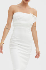 Karaline Strapless Bust Accent Maxi Dress White