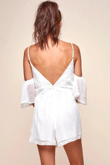 Souza Sheer Overlay Textured Romper White