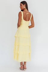 Khlara V-Neck Frill Trim Maxi Dress Butter