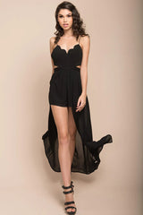 Trista cutout Maxi Romper Black