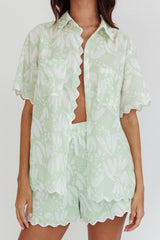 Swing Of Things Scalloped Edge Shirt Print Sage
