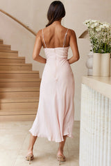 Lake Como Fitted Bodice Cami Strap Midi Dress Blush