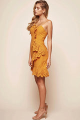 Stevie Zigzag Ruffle Dress Mustard