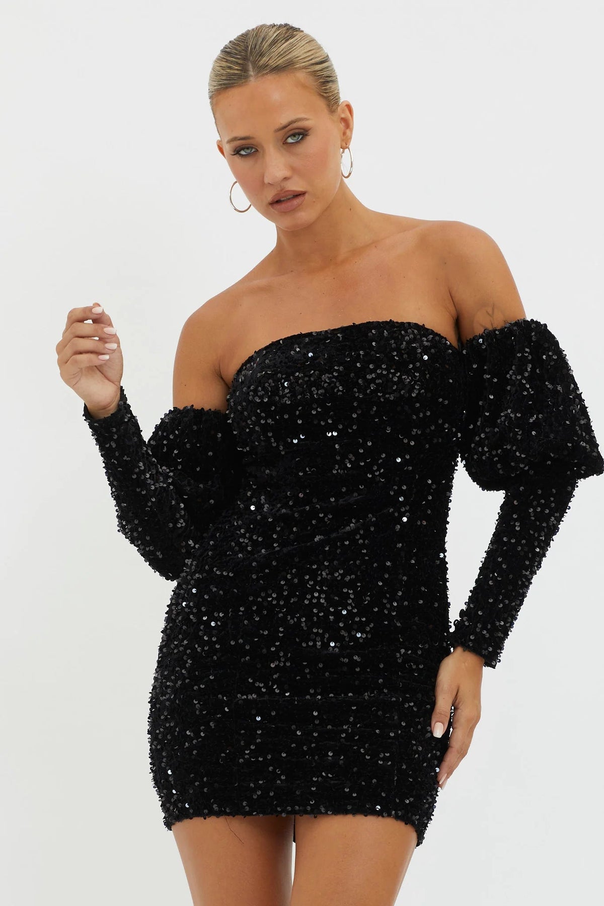 Merry & Bright Sequin Mini Dress Black