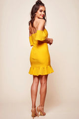 Natalia Off Shoulder Ruffle Trim Dress Mango