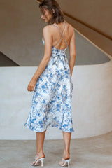 Linka Cami Strap Midi Dress Marble Print Blue