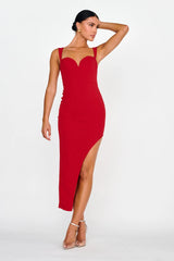 Hearts Flutter Sweetheart Neckline Dress Red