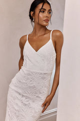 Honey Blossom Keyhole Back Lace Maxi Dress White