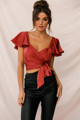 Marquise Wrap Crop Top Rosewood