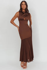 Meliza Keyhole Bust Maxi Dress Chocolate