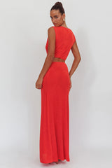 Mimosa Twist Waist Maxi Dress Coral