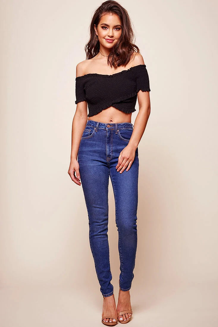 Tamieka Crossover Crop Top Black