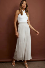 La Romana High Waisted Wide Leg Pants Sand