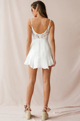 Linda Sweetheart Neckline Lace Insert Dress White