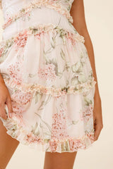 Laney Low Back Cami Strap Dress Hydrangea Print Nude