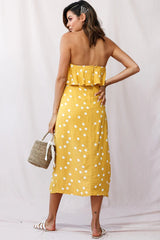 Hamilton Bandeau Midi Wrap Dress Mustard