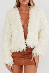 Montana Long Pile Faux Fur Jacket White