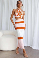 Higher Love Knit Maxi Skirt Striped Orange