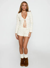 Captivation Tie Up Sleep Cardigan Pink Floral