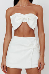 Stasia Bow Crop Top White