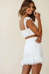 Sonnet Lace Trim Wrap Skirt White