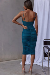 Little Waltz Ruched Midi Dress Blue