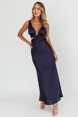 Harper Cut-Out Bow Back Maxi Dress Navy