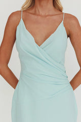 Lexxi Crossover Gathered Waist Maxi Dress Tiffany Blue