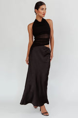 Lorely Ruched Bodice Halterneck Maxi Dress Black