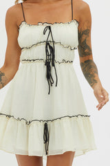 Maidens Tie Accent Mini Dress Off White