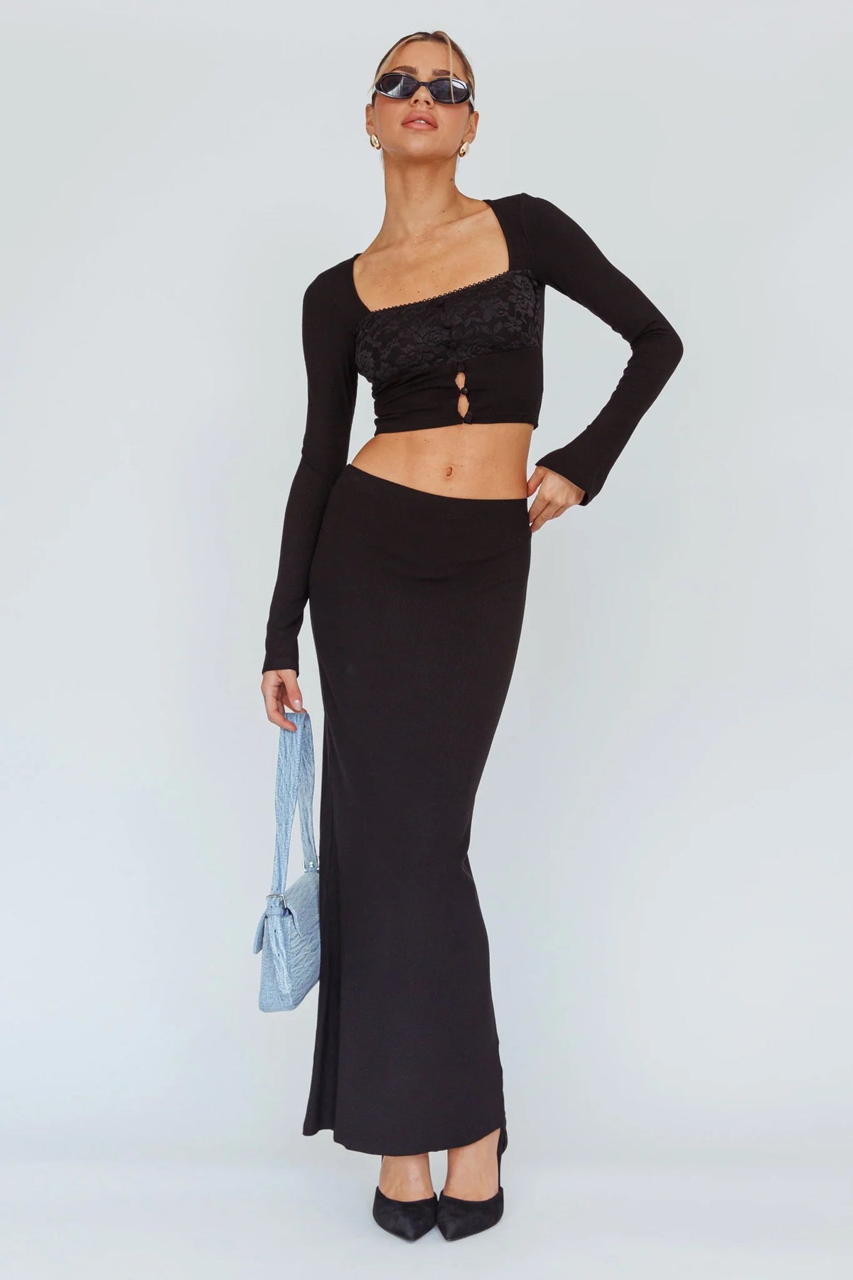 Lauryn Stretch Maxi Skirt Black