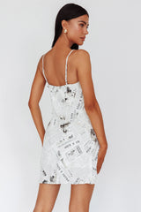 Manifest It Cami Strap Mini Dress Print Off White