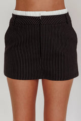 Rhian Pinstripe Double Waistband Skort Black White