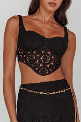 Milano Crochet Lace Crop Top Black