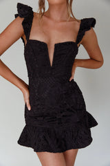 Mon Papillon Lace Mini Dress Black