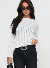 Tuppence Ribbed Long Sleeve Top White
