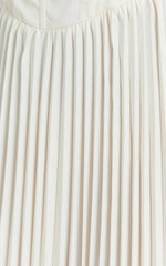 Loretta Midi Dress Lace Up Back Bustier Pleated Dress in Cream