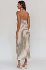 Kimchi Mockneck Halter Maxi Dress Beige