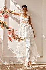 Moonlight Tango High-Low Mesh Top White