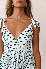 Maven Tied Shoulder Low Back Dress Animal Print White