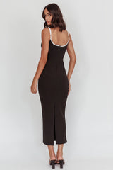 She's A Mystery Piping Trim Maxi Dress Black