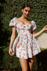 You're So Magic Cut-Out Mini Dress Floral Peach